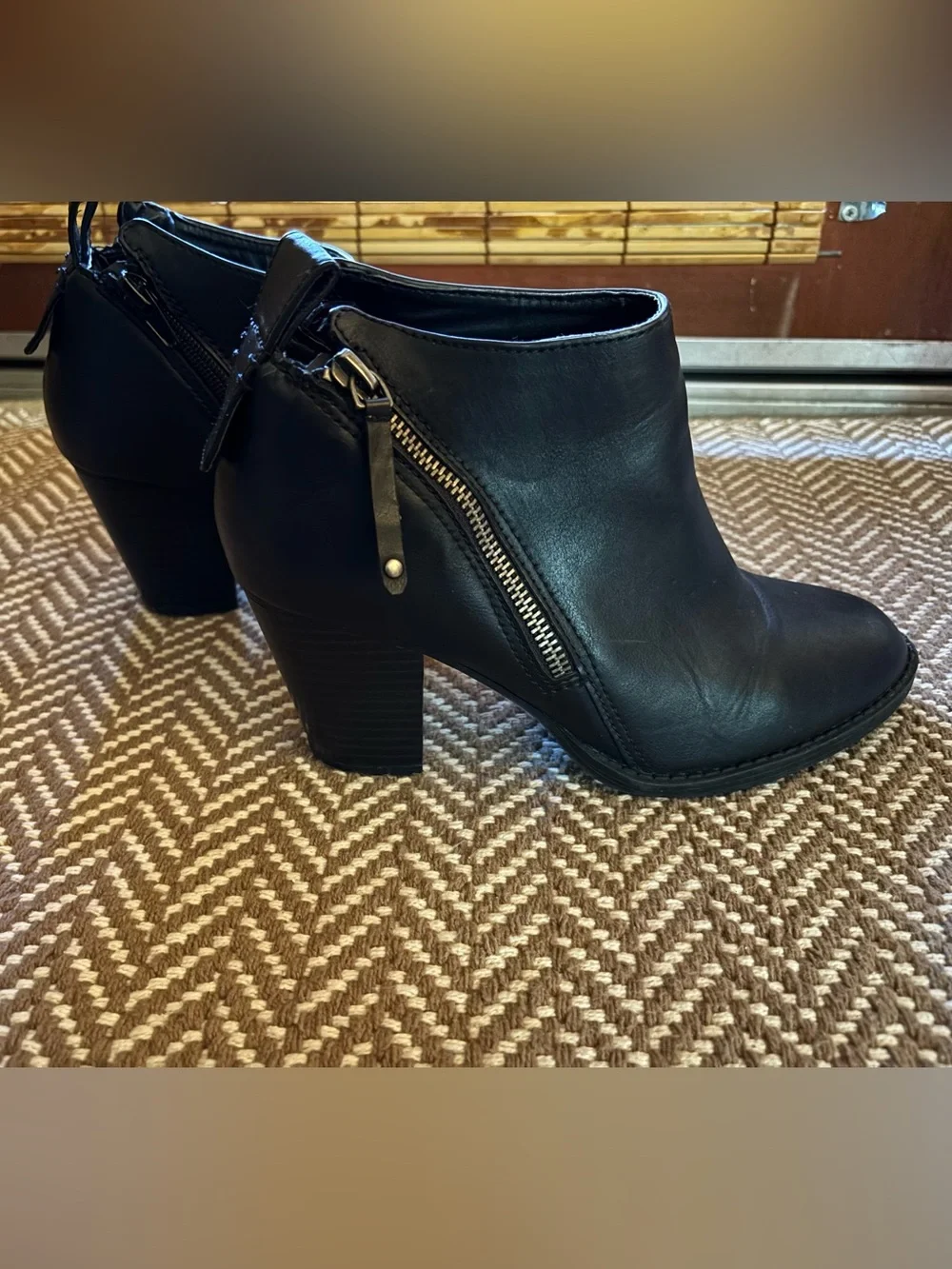 American Eagle Ankle Boots Double Zip w/ Block Heel Size 7 Black